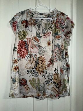Women's plus size‎ 2X shirt Floral Print Cap-Sleeve Blouse haven & Blair